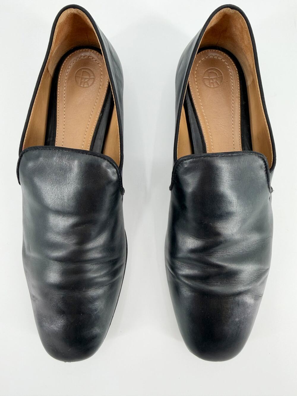 The Row Alys Black Smooth Leather Loafers Venetian Slippers Flat Shoes 36